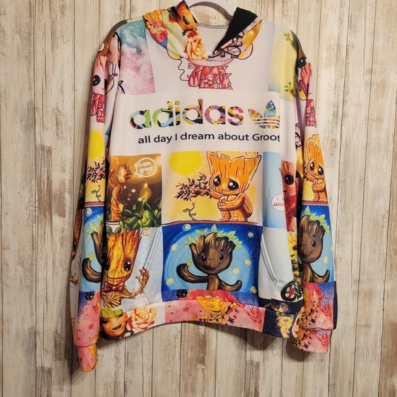 Adais X Marvel -‎ I Am A Groot I Am Tree Hoodie All Over Print XL - Picture 1 of 4